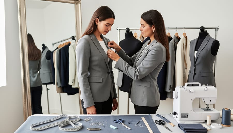 Close-up of hands making clothing alterations to ensure perfect fit