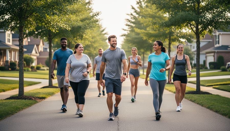 Woman wearing a fitness tracker during an outdoor evening walk