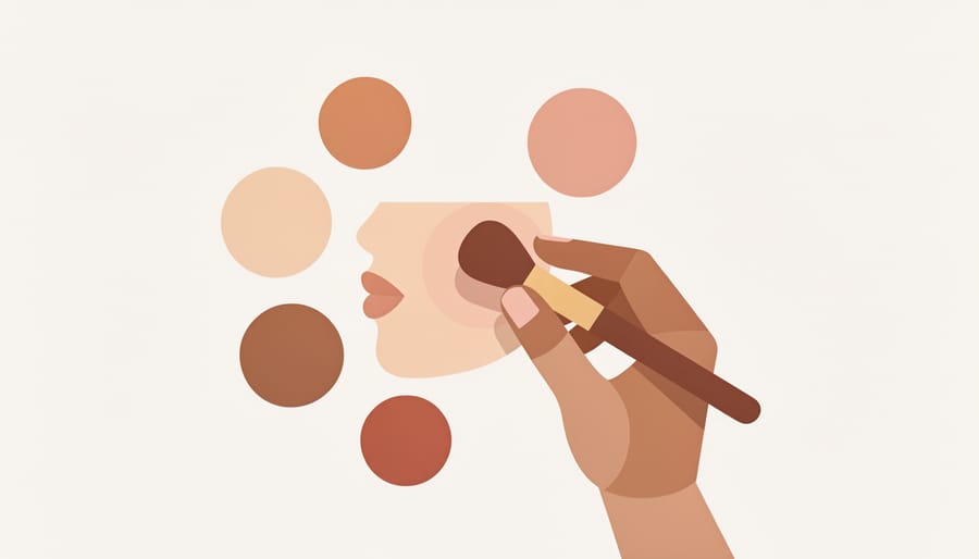 Person applying makeup with a blending sponge on cheek for a natural finish